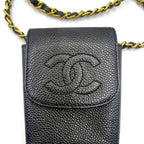 Chanel Vintage Mini Flap Bag Caviar Pouch Cigarette Case Crossbody