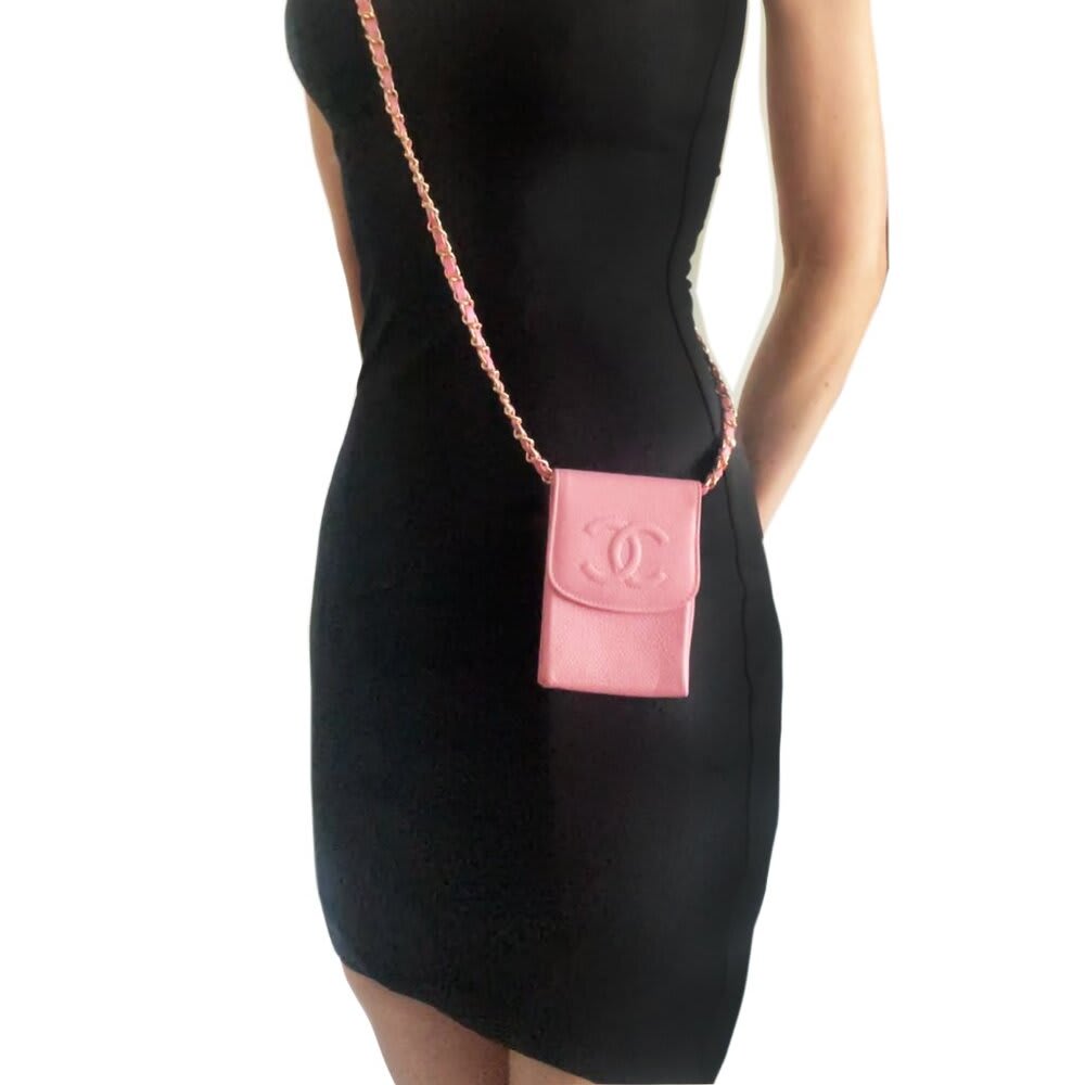 Chanel Vintage Mini Flap Caviar Leather Pouch Cigarette Case Crossbody — view 4