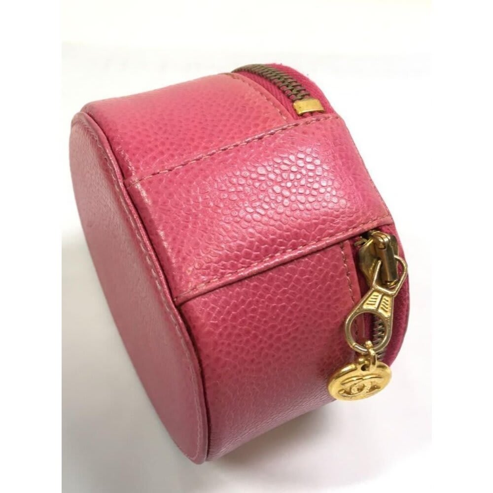 Chanel CC Caviar Round Pouch Jewelry Travel Case Coin Purse Pink — view 6