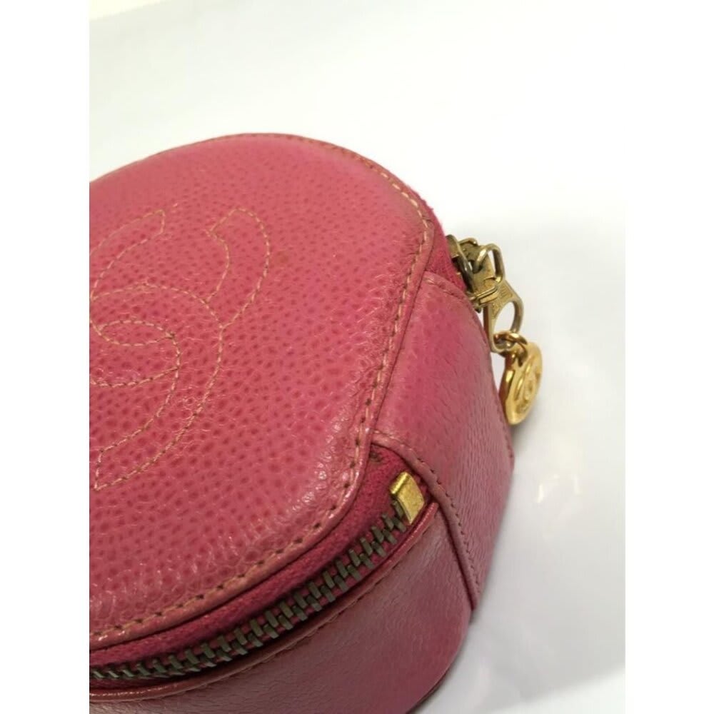 Chanel CC Caviar Round Pouch Jewelry Travel Case Coin Purse Pink — view 8
