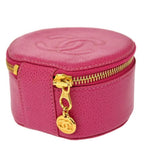 Chanel CC Caviar Round Pouch Jewelry Travel Case Coin Purse Pink — view 3