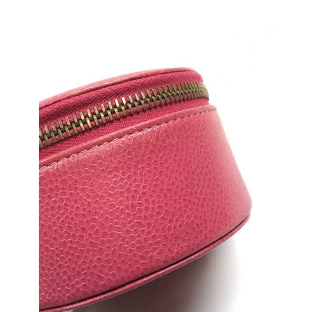 Chanel CC Caviar Round Pouch Jewelry Travel Case Coin Purse Pink — view 7