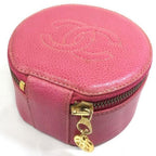 Chanel CC Caviar Round Pouch Jewelry Travel Case Coin Purse Pink — view 5