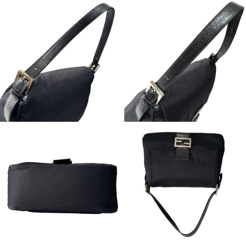Fendi Mamma Zucca Bucket Baguette Shoulder Flap Bag Black Purse Tote — view 9
