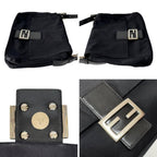 Fendi Mamma Zucca Bucket Baguette Shoulder Flap Bag Black Purse Tote — view 5