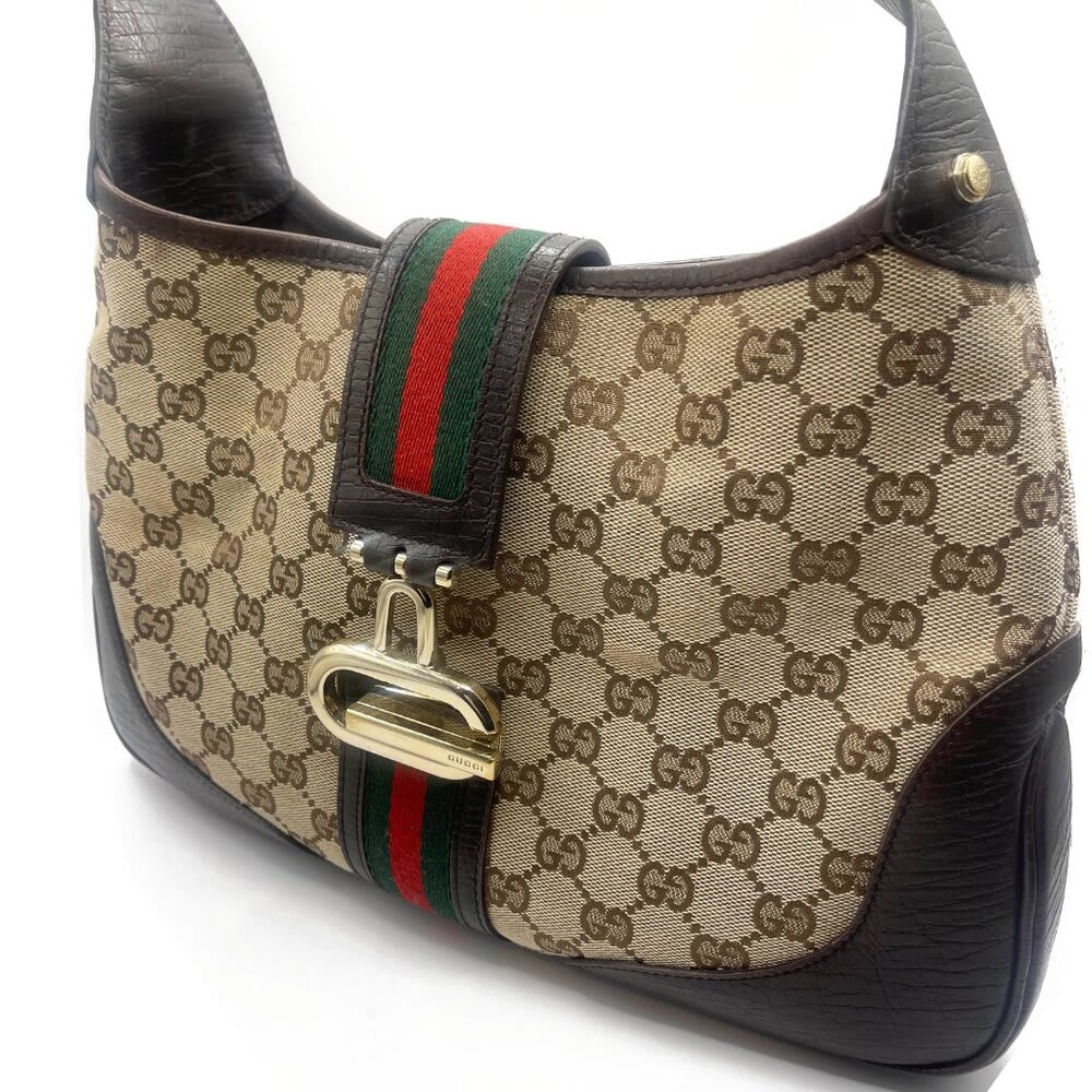 Gucci GG Jackie Sherry Web Canvas Shoulder Bag Charm Ophidia — view 7