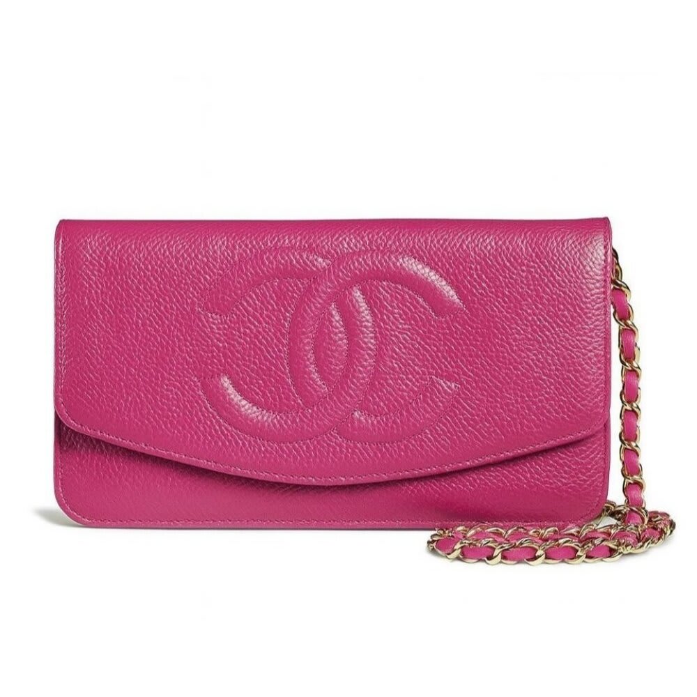 Chanel Caviar Classic Leather Wallet Chain Flap Pink Purse Crossbody — view 3