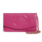 Chanel Caviar Classic Leather Wallet Chain Flap Pink Purse Crossbody — view 3