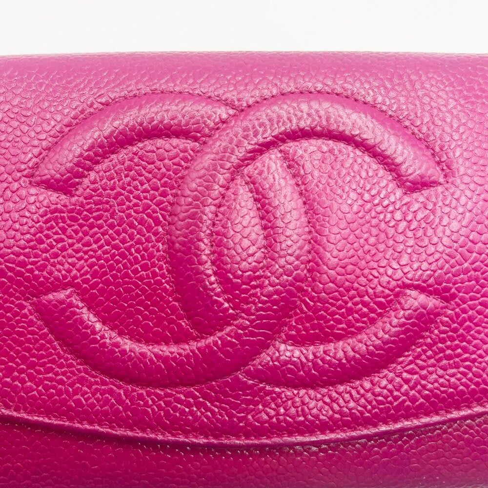 Chanel Caviar Classic Leather Wallet Chain Flap Pink Purse Crossbody — view 7