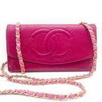 Chanel Caviar Classic Leather Wallet Chain Flap Pink Purse Crossbody — view 6