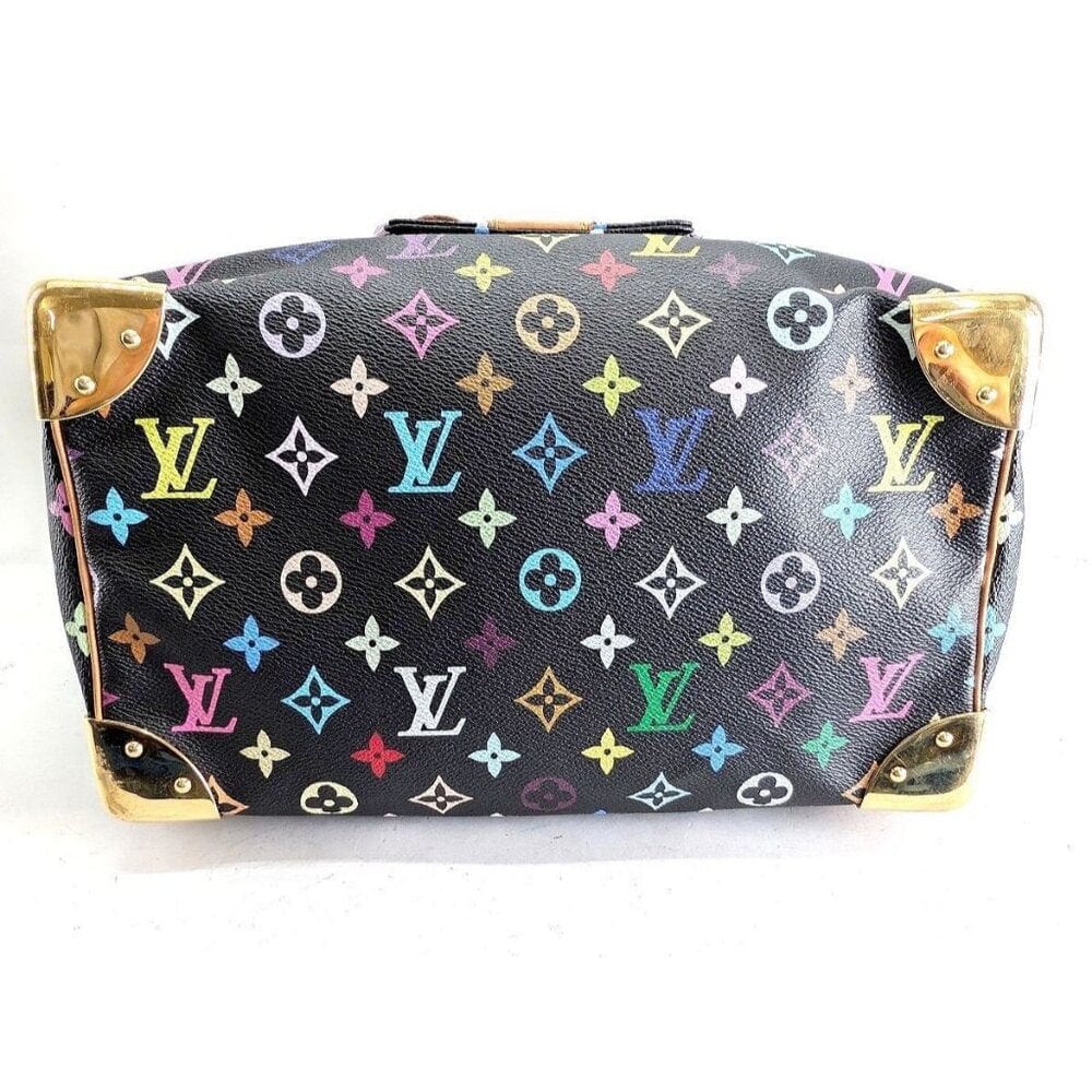Louis Vuitton Speedy 30 Monogram Multicolor Sac Bag Black Tote Handbag — view 6