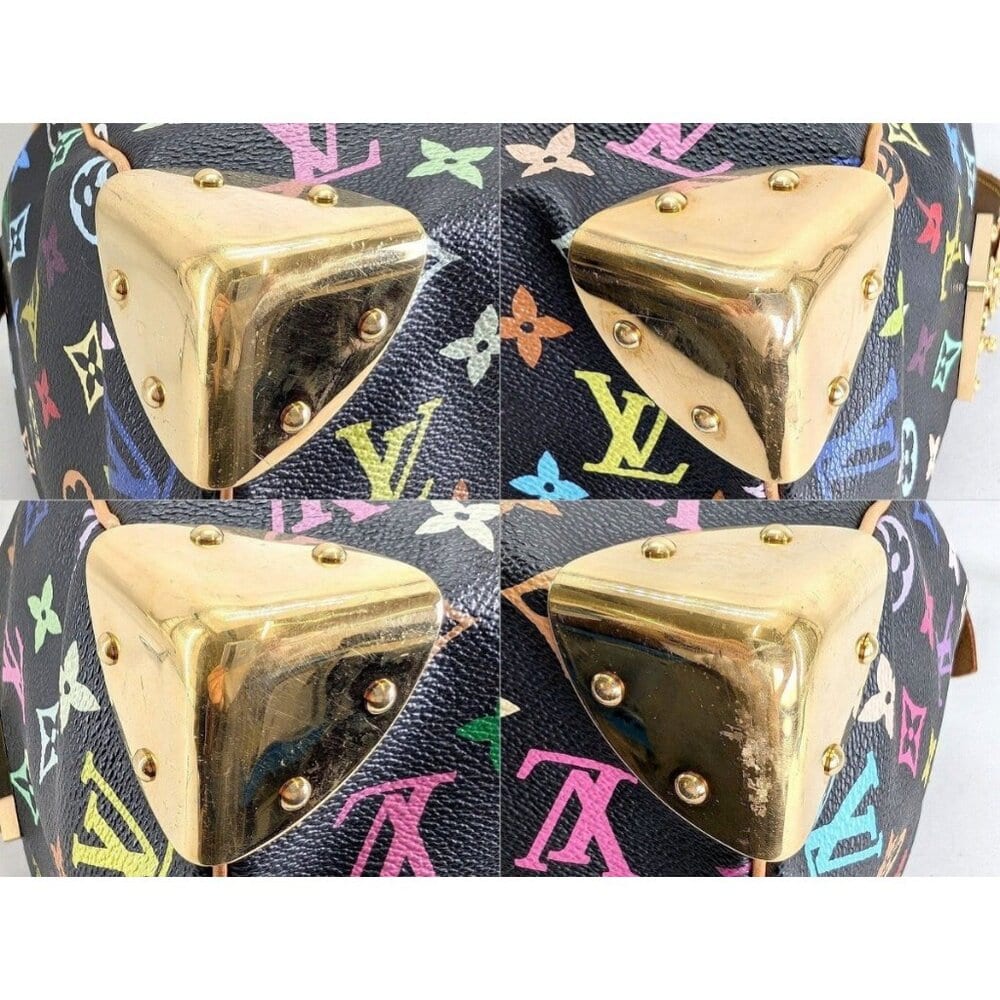 Louis Vuitton Speedy 30 Monogram Multicolor Sac Bag Black Tote Handbag — view 9