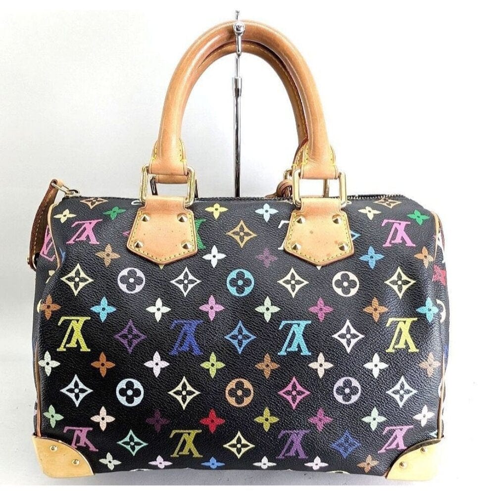 Louis Vuitton Speedy 30 Monogram Multicolor Sac Bag Black Tote Handbag — view 5
