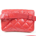 Chanel CC Vintage Quilted Lambskin Waist Pouch Bum Bag Leather Red — view 6