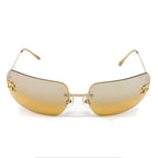 Chanel Vintage Sunglasses Rhinestone CC Logo Rimless Gradient Gold Tint — view 5