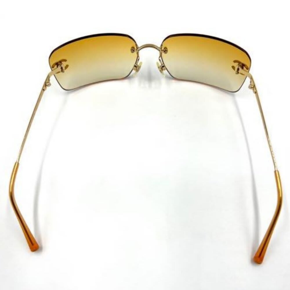 Chanel Vintage Sunglasses Rhinestone CC Logo Rimless Gradient Gold Tint — view 6