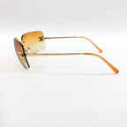 Chanel Vintage Sunglasses Rhinestone CC Logo Rimless Gradient Gold Orange — view 4