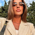 Chanel Vintage Sunglasses Rhinestone CC Logo Rimless Gradient Gold Orange — view 5