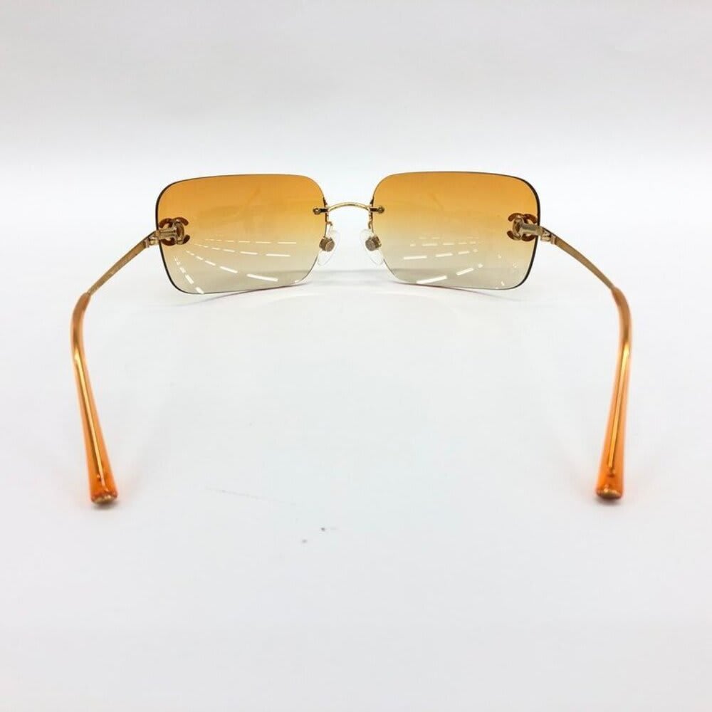 Chanel Vintage Sunglasses Rhinestone CC Logo Rimless Gradient Gold Orange — view 7