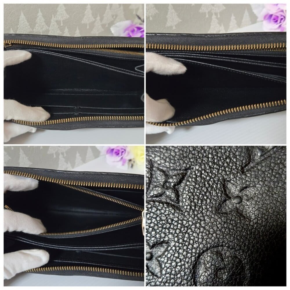 Louis Vuitton Monogram Empreinte Leather Zippy Long Wallet Black — view 8