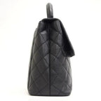 Chanel 24K CC Caviar Vintage Kelly Quilted Flap Bag Black Purse Handle — view 5