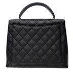 Chanel 24K CC Caviar Vintage Kelly Quilted Flap Bag Black Purse Handle — view 4
