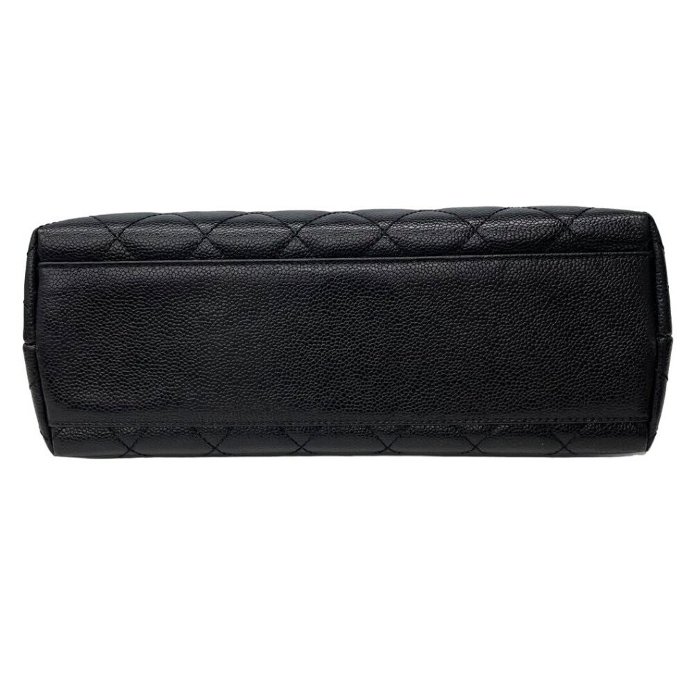 Chanel 24K CC Caviar Vintage Kelly Quilted Flap Bag Black Purse Handle — view 7