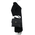 Chanel 24K CC Caviar Vintage Kelly Quilted Flap Bag Black Purse Handle — view 3