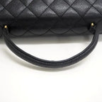 Chanel 24K CC Caviar Vintage Kelly Quilted Flap Bag Black Purse Handle — view 8