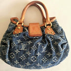 Louis Vuitton Denim Pleaty Monogram Vintage Pouch Pochette Hand Bag — view 4