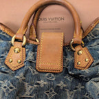 Louis Vuitton Denim Pleaty Monogram Vintage Pouch Pochette Hand Bag — view 6