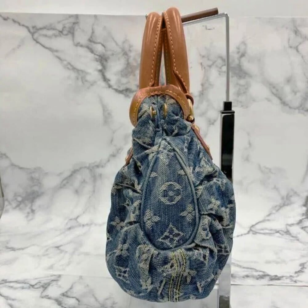 Louis Vuitton Denim Pleaty Monogram Vintage Pouch Pochette Hand Bag — view 7