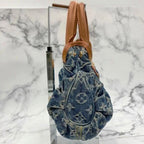 Louis Vuitton Denim Pleaty Monogram Vintage Pouch Pochette Hand Bag — view 8