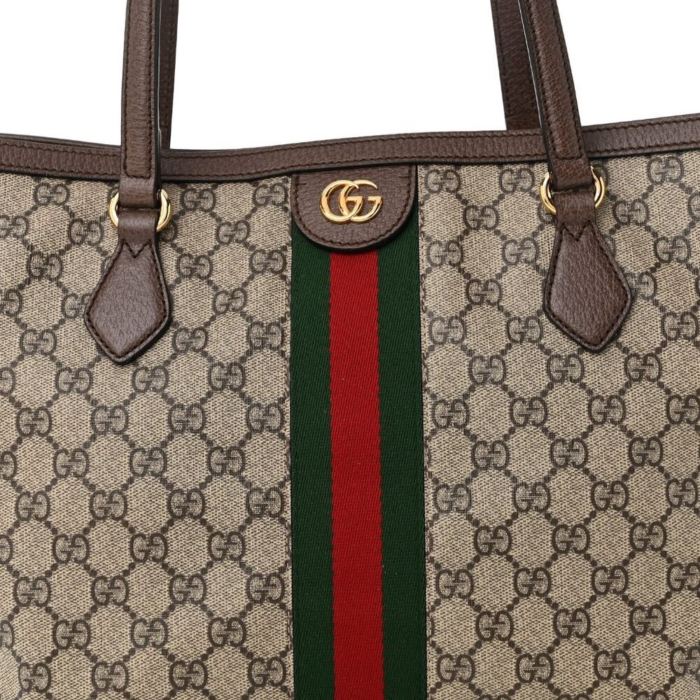 Gucci GG Supreme Ophidia Monogram Medium Shopping Tote Brown Tan Purse — view 5