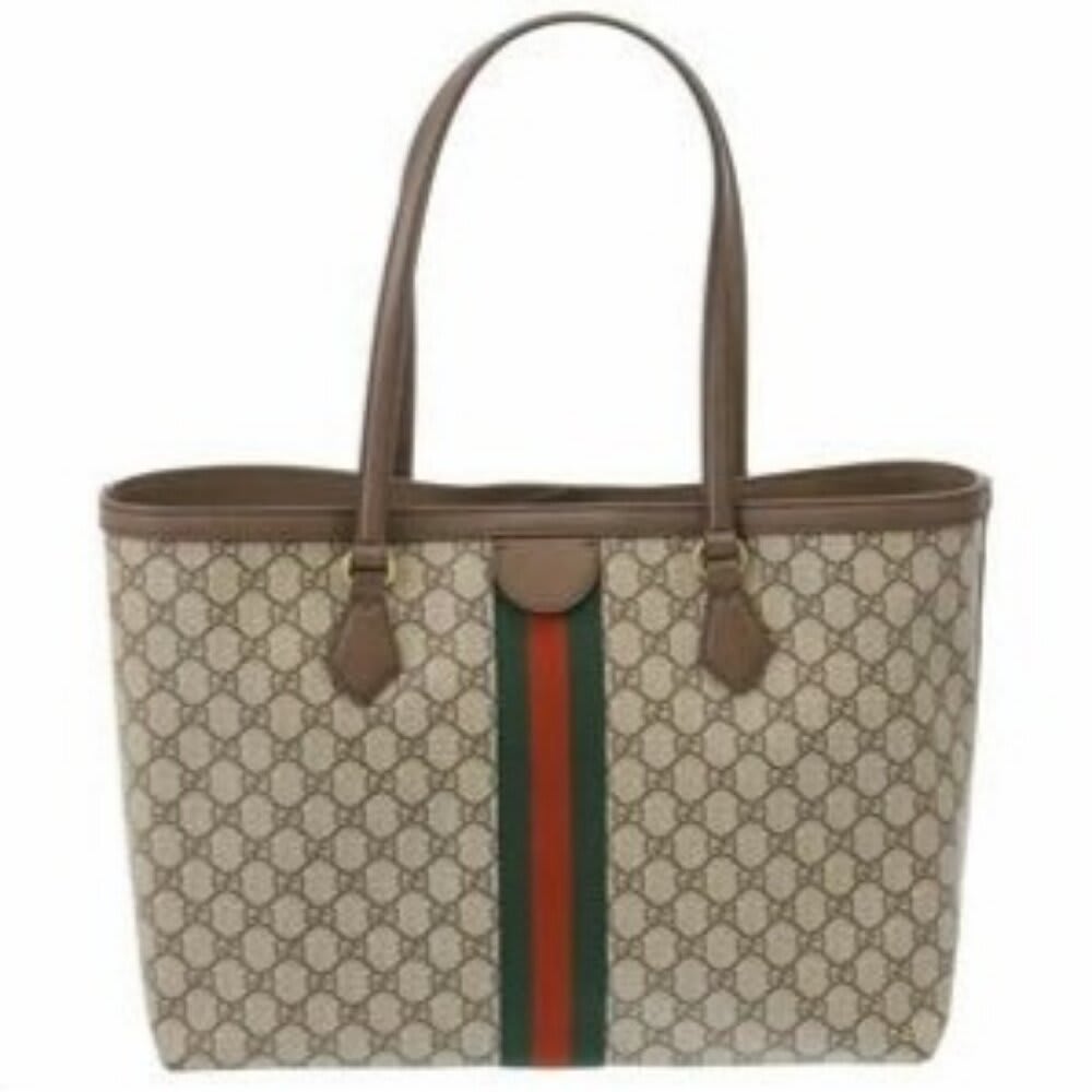 Gucci GG Supreme Ophidia Monogram Medium Shopping Tote Brown Tan Purse — view 7