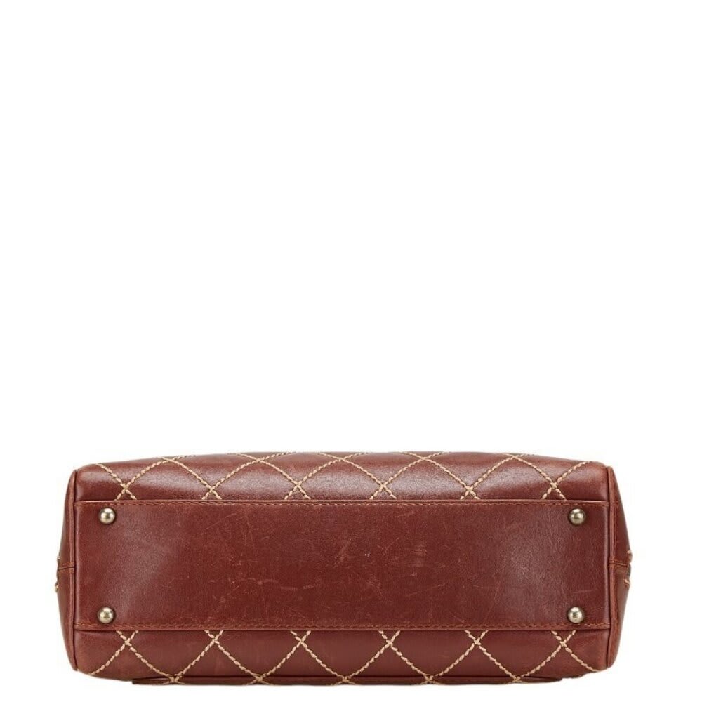 Chanel CC Wild Stitch Vintage Quilted Bowler Hand Bag Lambskin — view 6