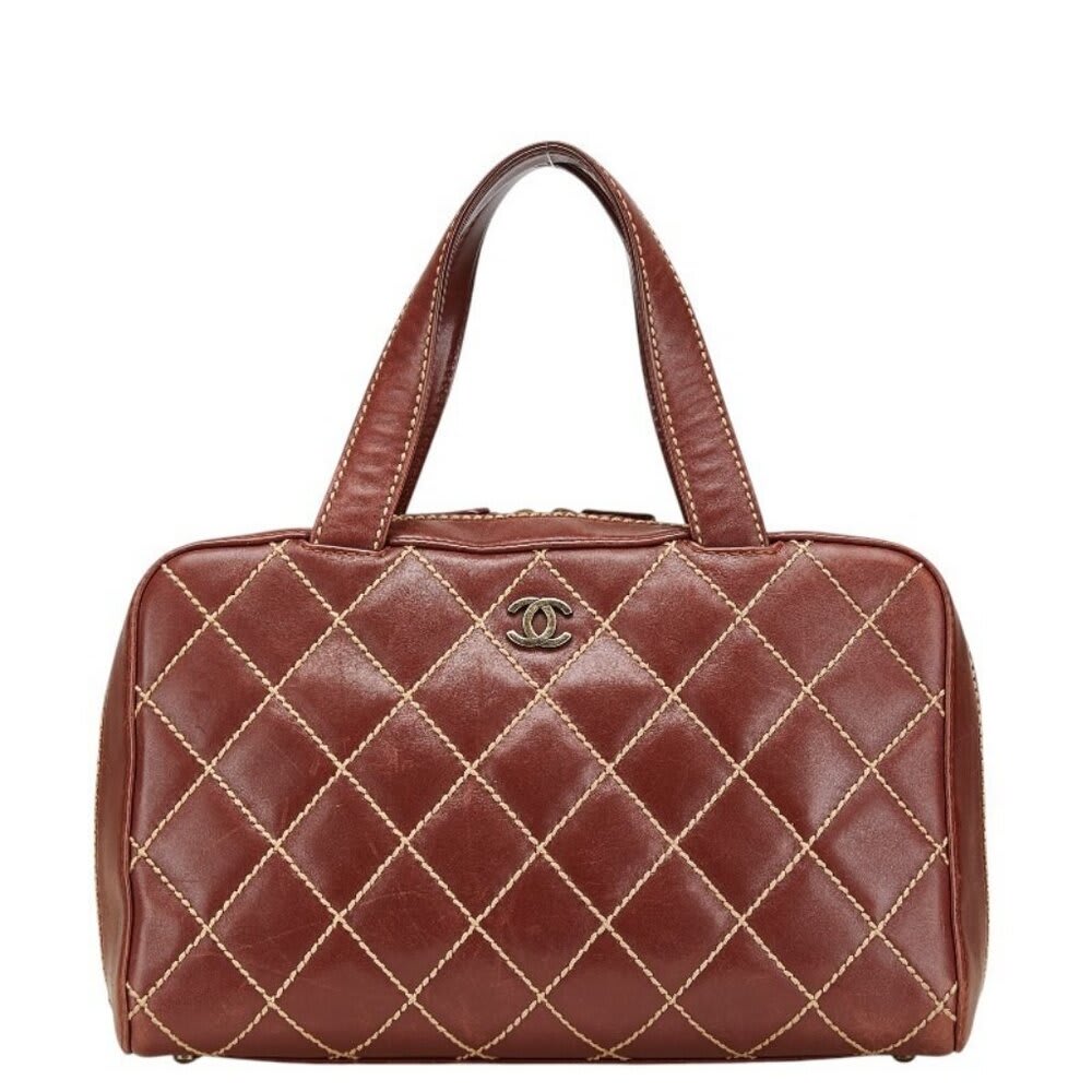 Chanel CC Wild Stitch Vintage Quilted Bowler Hand Bag Lambskin — view 3