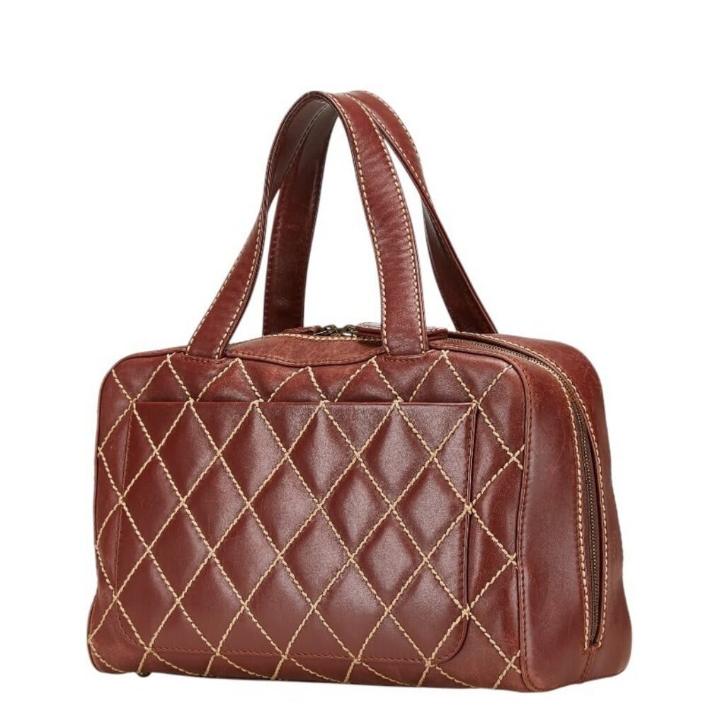 Chanel CC Wild Stitch Vintage Quilted Bowler Hand Bag Lambskin — view 5