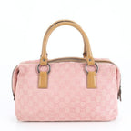 Gucci GG Sherry Pink Mini Boston Leather Handbag Tote Silver Hw Canvas — view 3