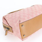 Gucci GG Sherry Pink Mini Boston Leather Handbag Tote Silver Hw Canvas — view 5