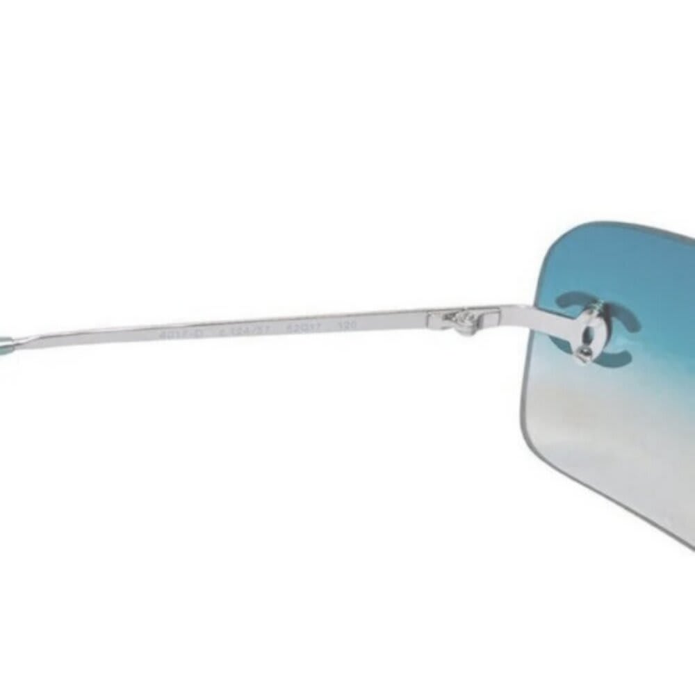 Chanel Vintage Sunglasses Rhinestone Crystal CC Logo Rimless Gradient Blue — view 9