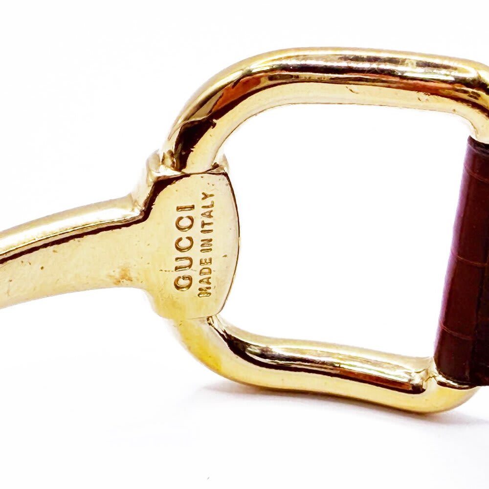 Gucci Horsebit Leather Bracelet Bangle Gold Hardware — view 8