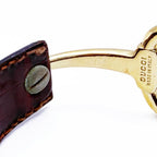 Gucci Horsebit Leather Bracelet Bangle Gold Hardware — view 9