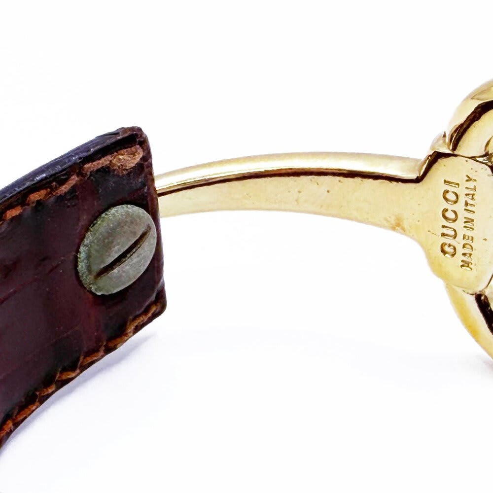 Gucci Horsebit Leather Bracelet Bangle Gold Hardware — view 9