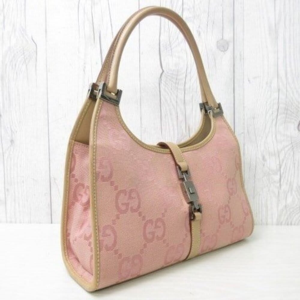 Gucci GG Jackie O Hobo Pink Shoulder Bag Sherry Monogram Web Leather — view 8