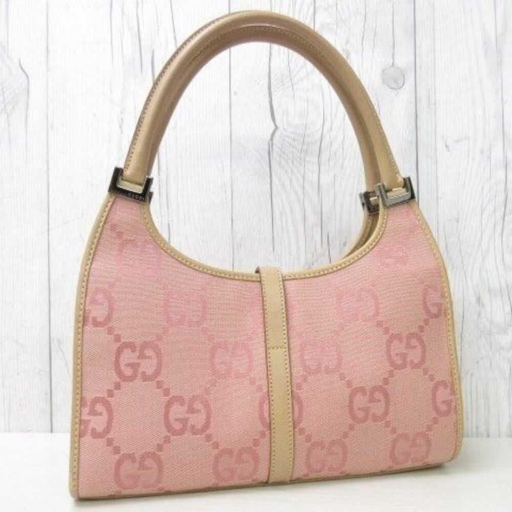 Gucci GG Jackie O Hobo Pink Shoulder Bag Sherry Monogram Web Leather — view 9