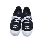 Chanel CC Sneakers Black and White Coco Mark Bicolor Canvas Shoes 37 7 — view 2