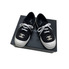 Chanel CC Sneakers Black and White Coco Mark Bicolor Canvas Shoes 37 7 — view 3