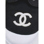 Chanel CC Sneakers Black and White Coco Mark Bicolor Canvas Shoes 37 7 — view 4