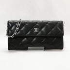Chanel CC Classic Caviar Flap Wallet Chain Shoulder Crossbody Black — view 3